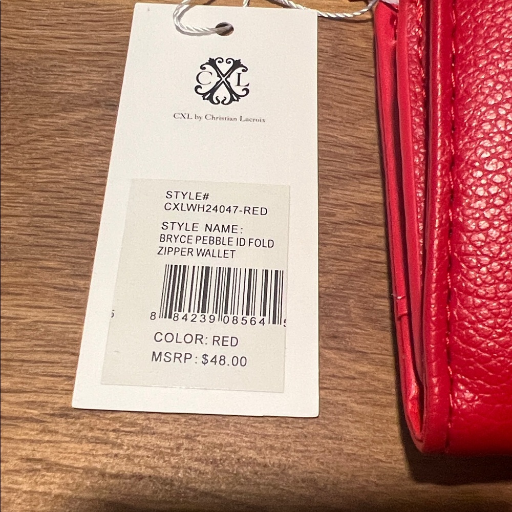 NWT CXL by Christian Lacroix Red Bryce Pebble Zipper Wallet Reg. $48 - Picture 9 of 12